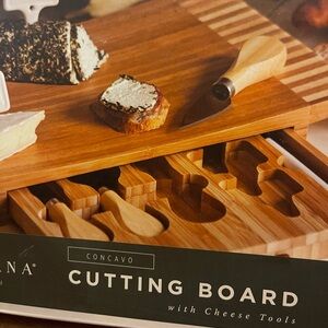 New Toscana Wood Cutting Board with Cheese Tools